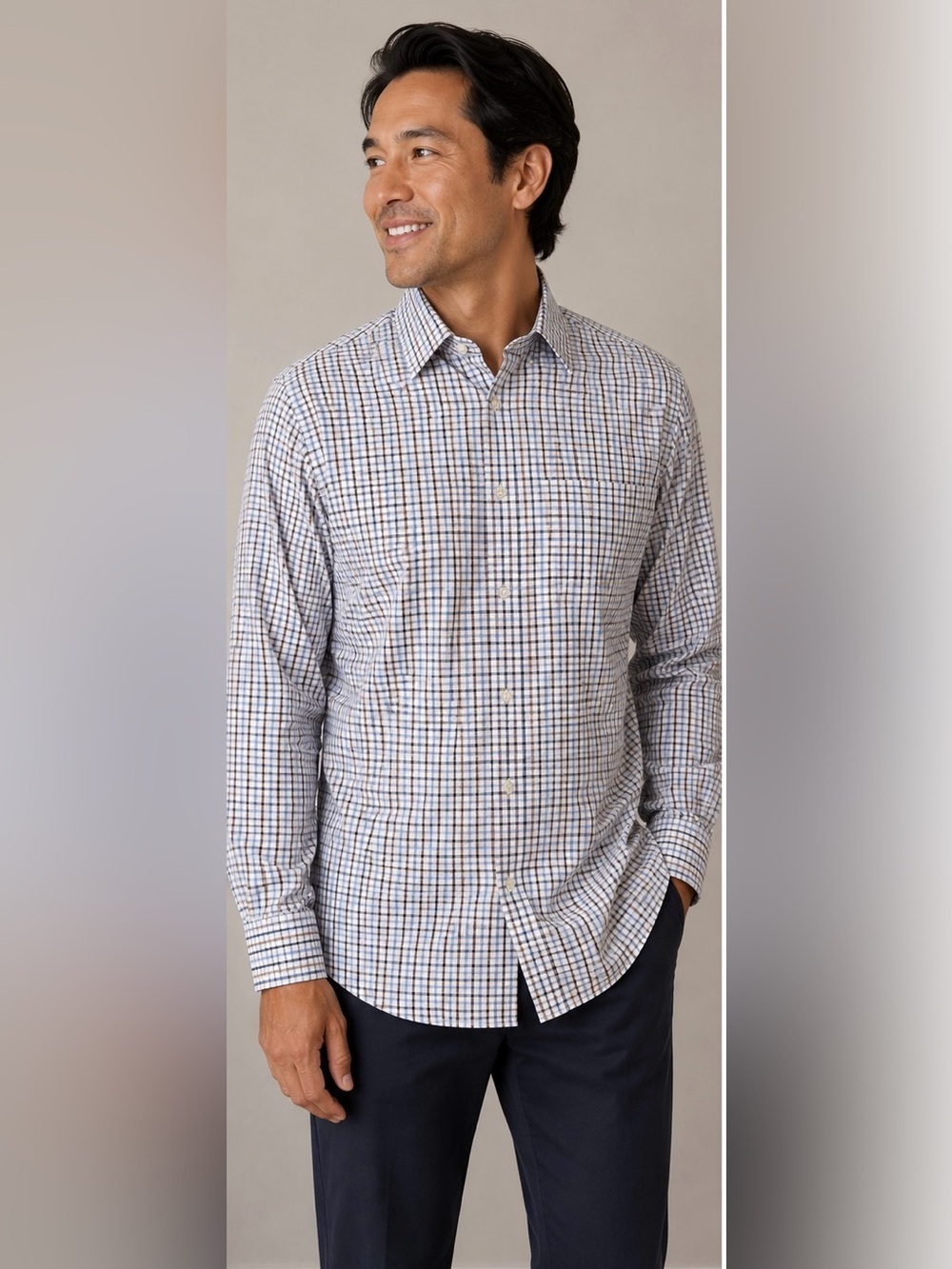 Banana Republic Athletic Fit Wrinkle Resistant Dress Shirt Men’s Large Check